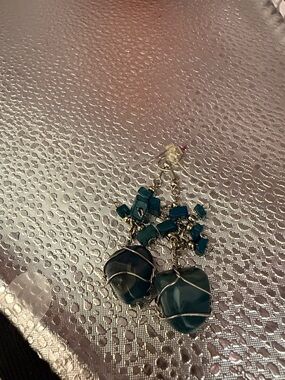 Blue Wire-Wrapped Stone Dangle Earrings - Women Jewelry